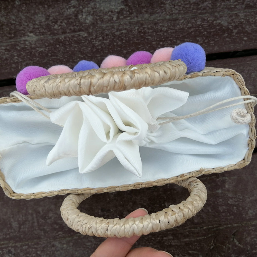 Thailand Straw Bag New Hydrangea Letter Embroidery Straw Handbag - JM Shop Line