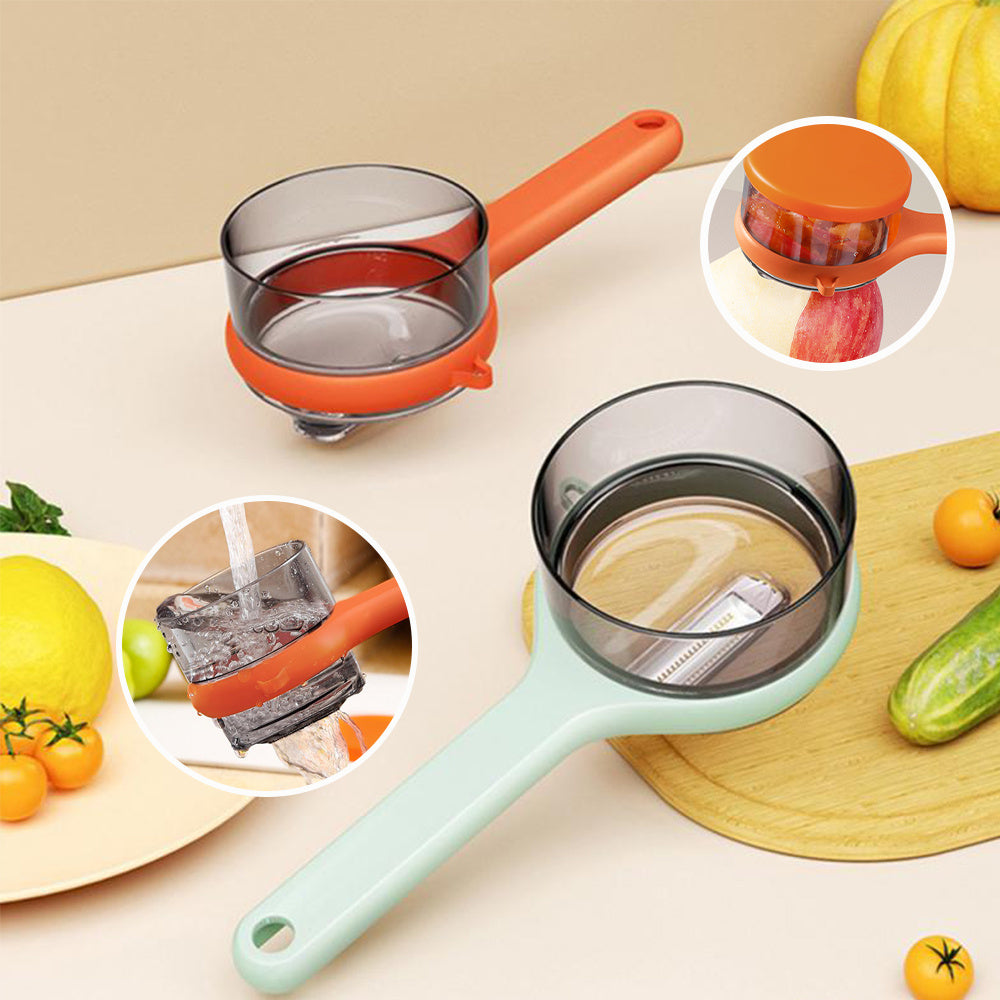 Kitchen Multi-Functional Peeler With Bucket Storage Scratcher Fruit Peeling Knife - JM Shop Line