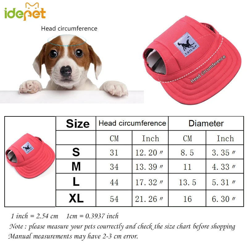 Cute Dog Baseball Hat Canvas Cap Adjustable With Ear Holes For Small Pet Dog Cats Outdoor Accessories Outdoor Pet Products 7D35 - JM Shop Line