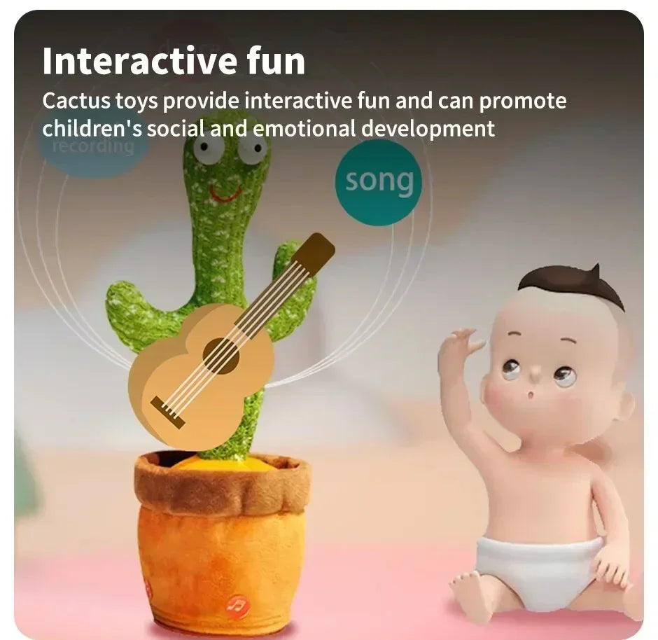 A Talking Cactus Toy That Can Be Charged Recorded and Repeated Suitable for Spanish English and Arabic Voice Changer for Kids - JM Shop Line