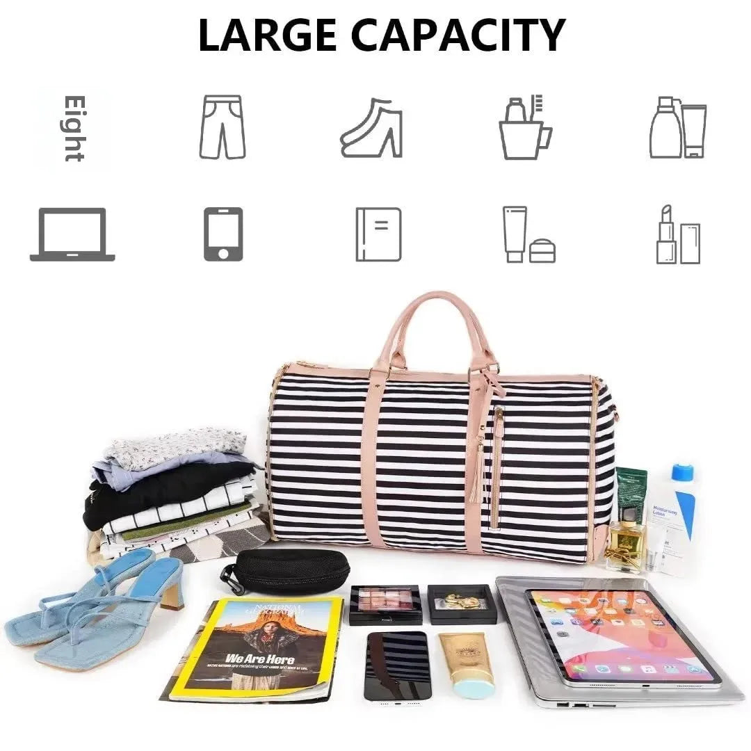 Versatile Women's Foldable Travel Bag Multi-functional Large Capacity Pu Handbag Luggage Bag For Business Trips - JM Shop Line