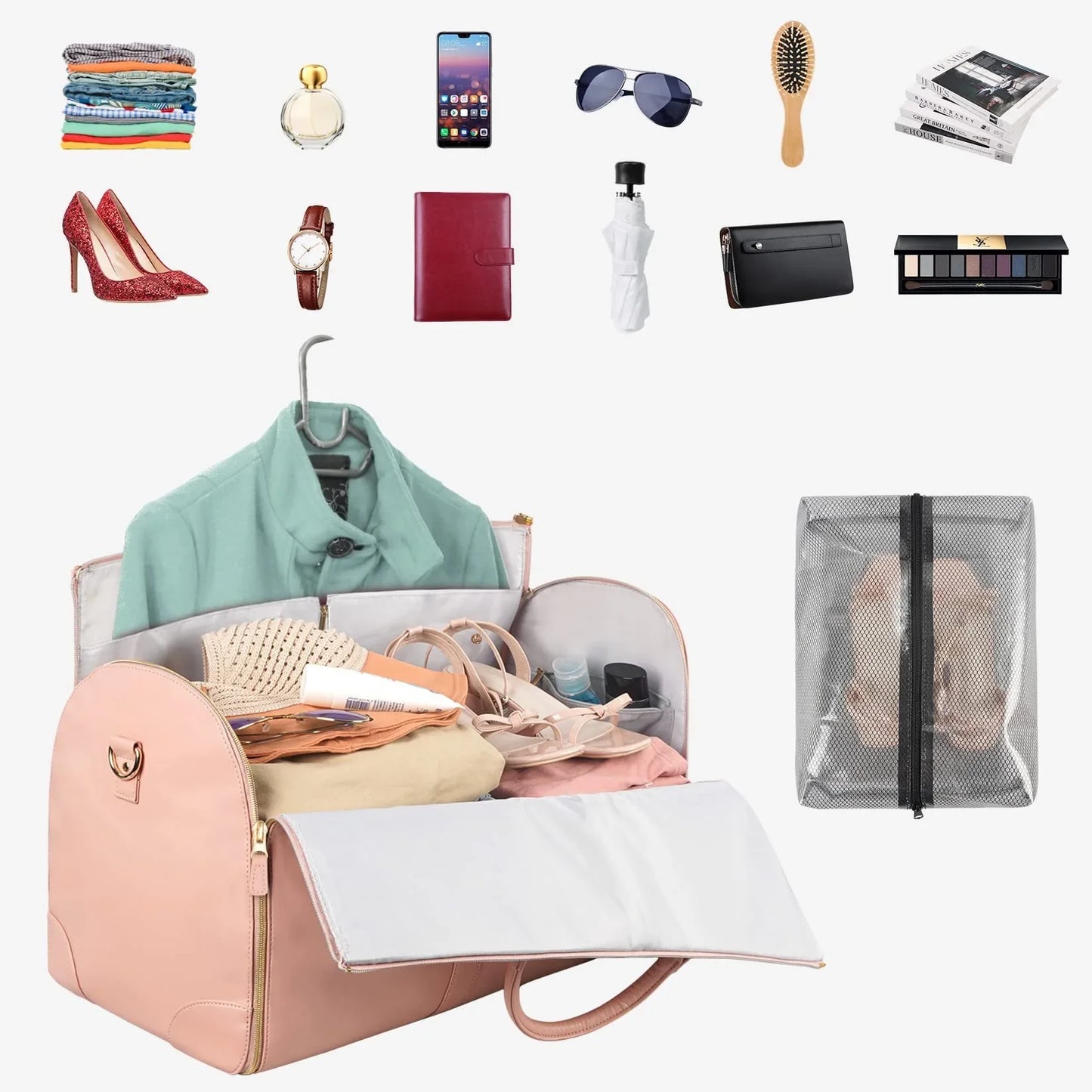 Versatile Women's Foldable Travel Bag Multi-functional Large Capacity Pu Handbag Luggage Bag For Business Trips - JM Shop Line