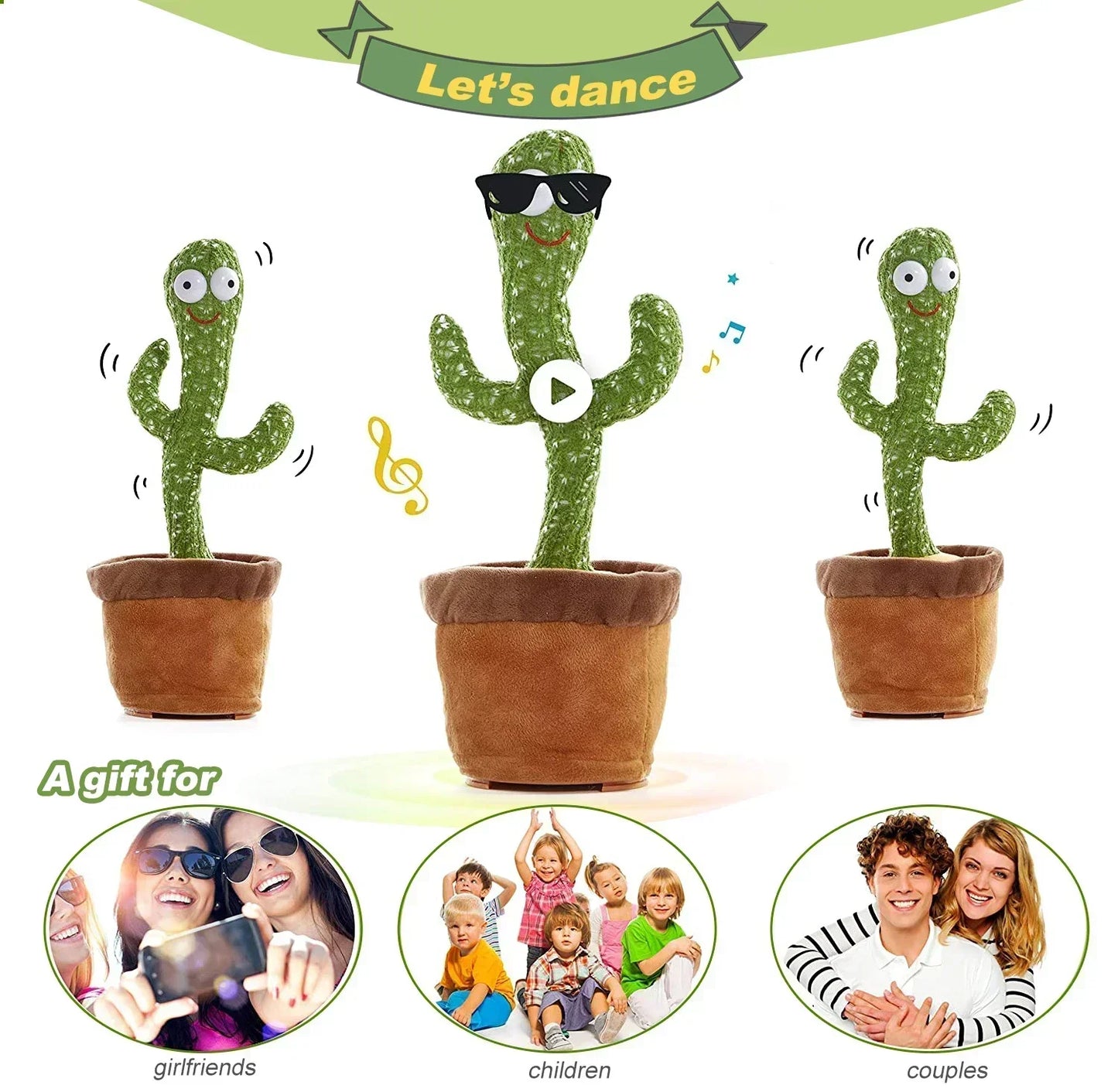 A Talking Cactus Toy That Can Be Charged Recorded and Repeated Suitable for Spanish English and Arabic Voice Changer for Kids - JM Shop Line