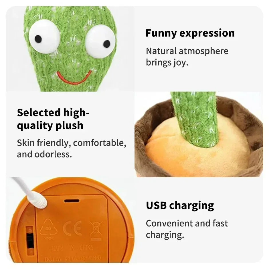 A Talking Cactus Toy That Can Be Charged Recorded and Repeated Suitable for Spanish English and Arabic Voice Changer for Kids - JM Shop Line