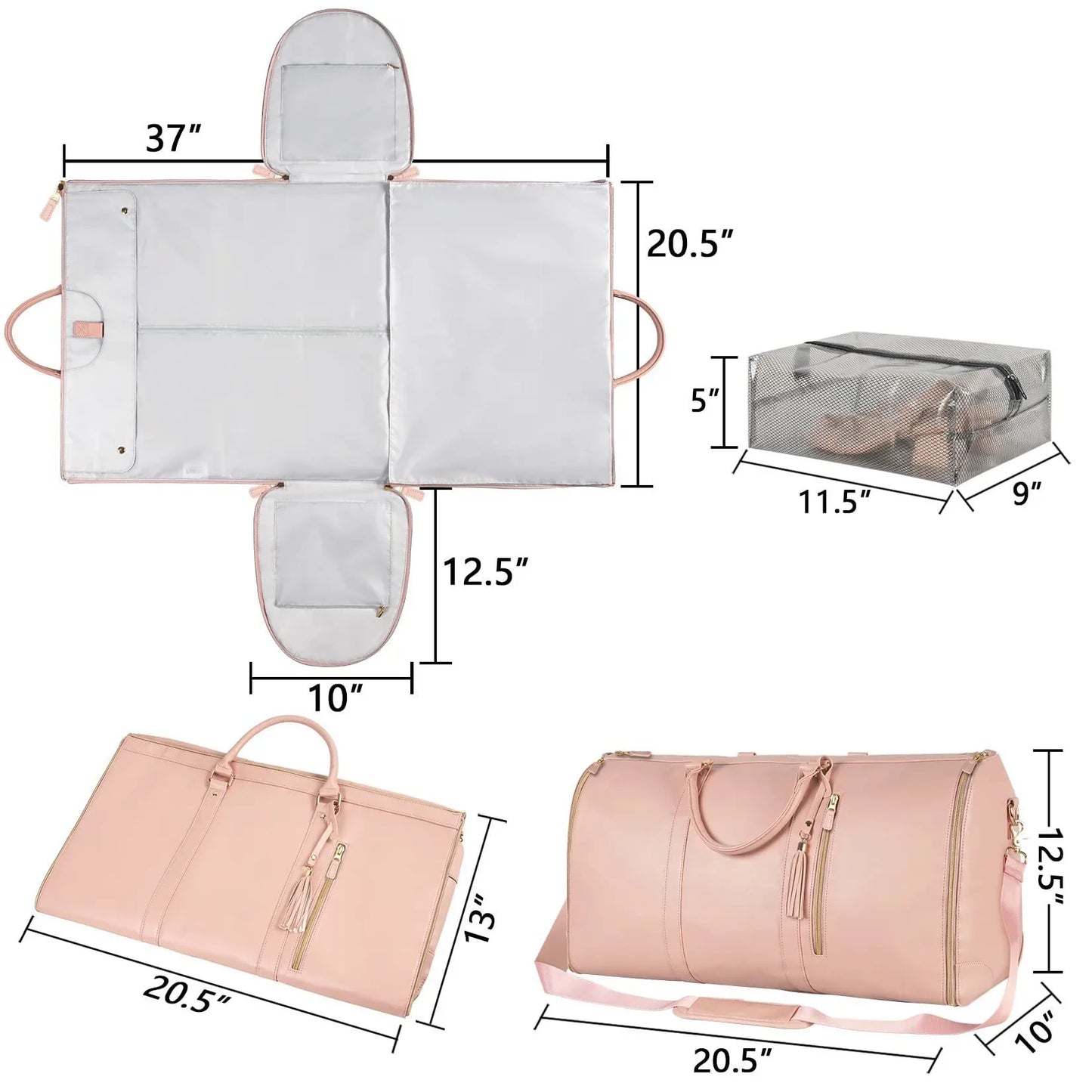 Versatile Women's Foldable Travel Bag Multi-functional Large Capacity Pu Handbag Luggage Bag For Business Trips - JM Shop Line