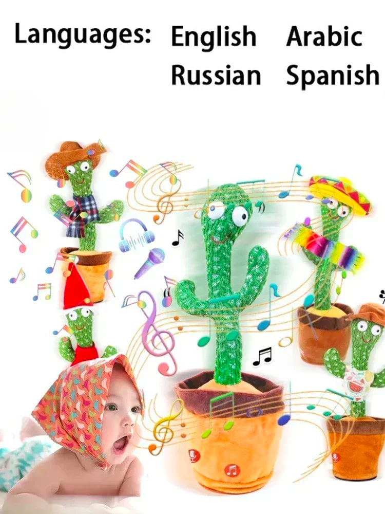 A Talking Cactus Toy That Can Be Charged Recorded and Repeated Suitable for Spanish English and Arabic Voice Changer for Kids - JM Shop Line