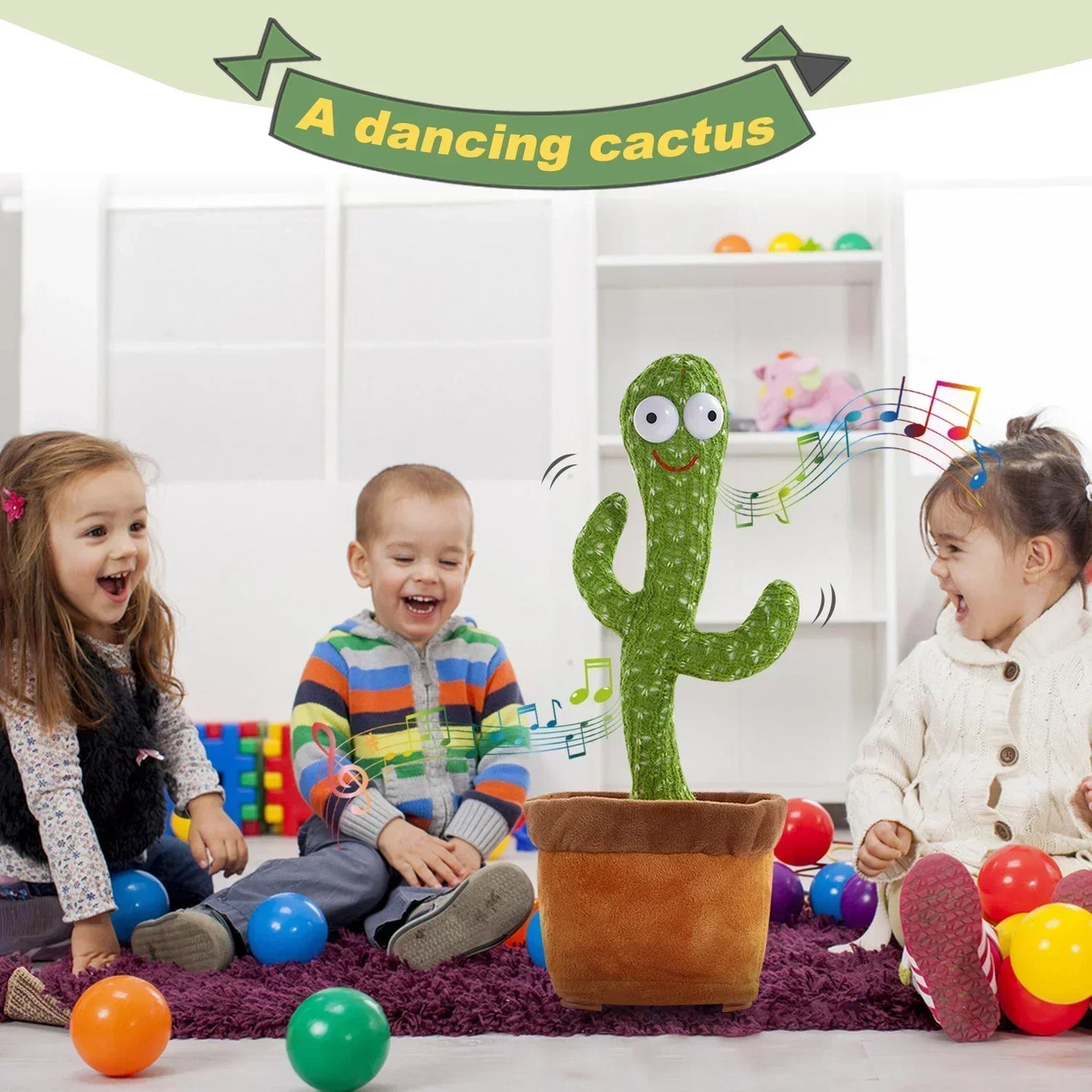 A Talking Cactus Toy That Can Be Charged Recorded and Repeated Suitable for Spanish English and Arabic Voice Changer for Kids - JM Shop Line