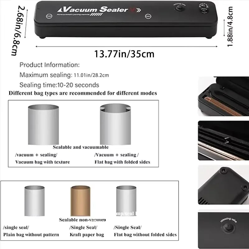 Kitchen Home Vacuum Sealer Food Preservation Plastic Bags Sealer Packaging Machine - JM Shop Line