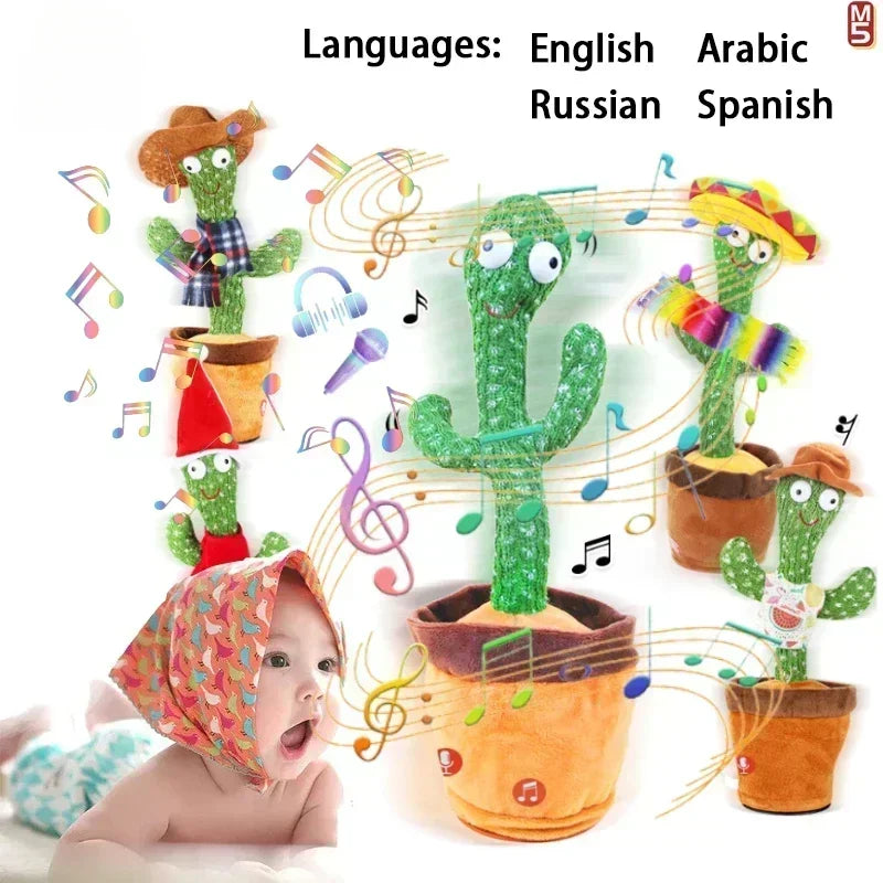 A Talking Cactus Toy That Can Be Charged Recorded and Repeated Suitable for Spanish English and Arabic Voice Changer for Kids - JM Shop Line