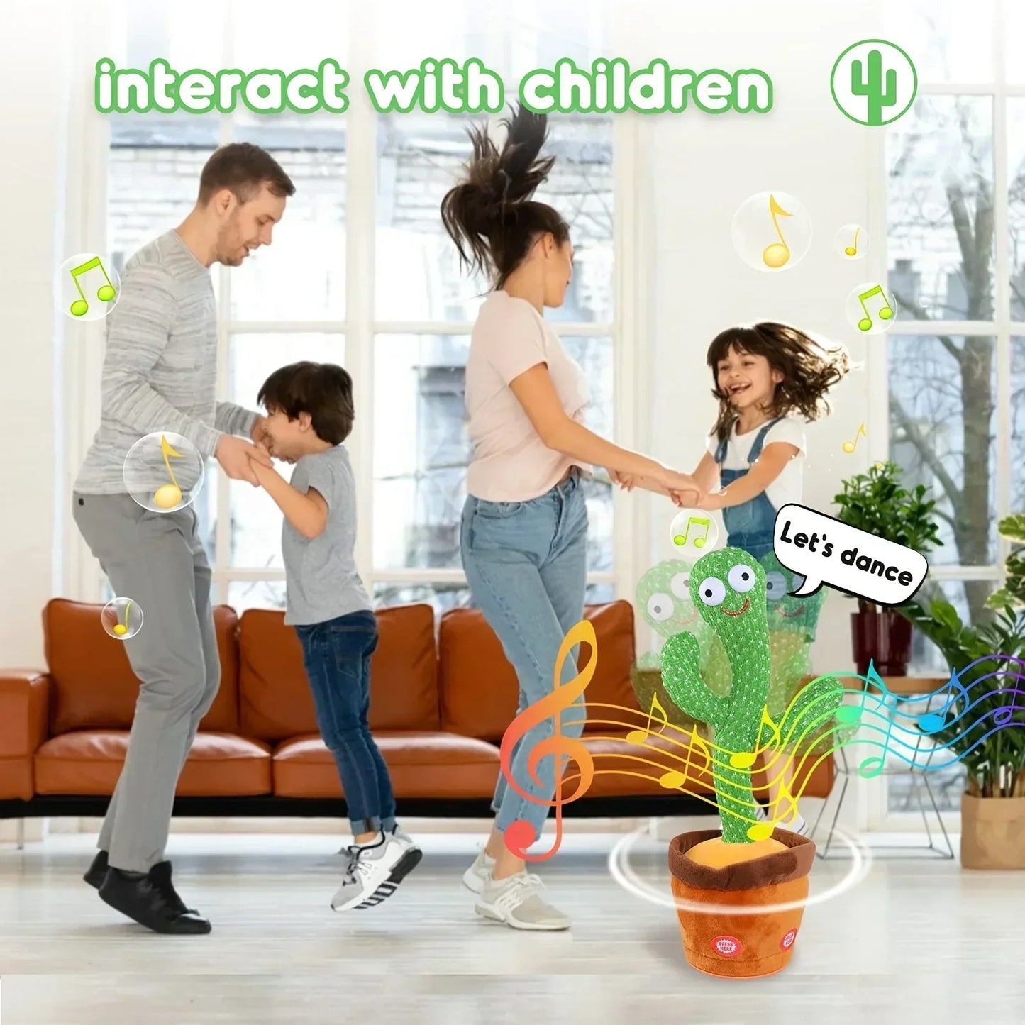 A Talking Cactus Toy That Can Be Charged Recorded and Repeated Suitable for Spanish English and Arabic Voice Changer for Kids - JM Shop Line