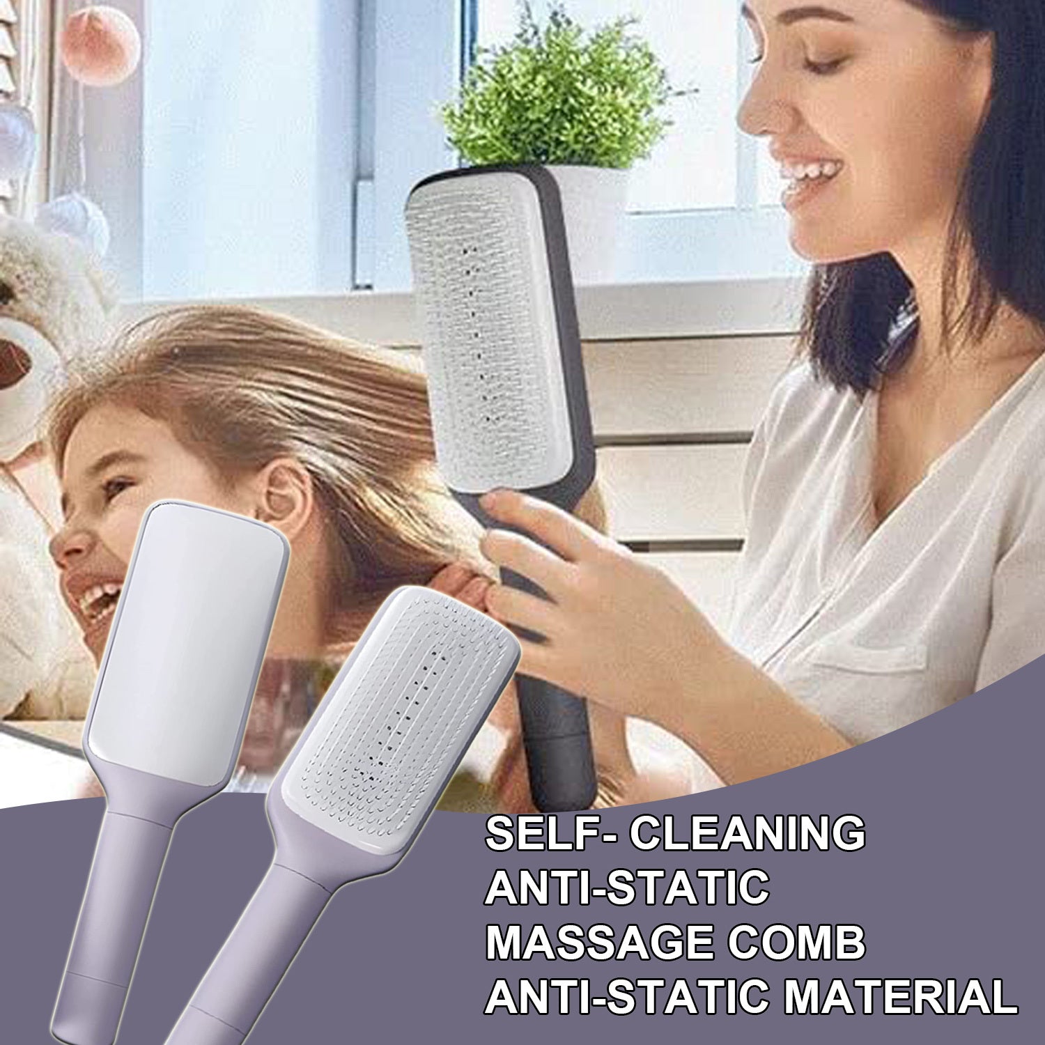 4 In 1 Self Cleaning Hair Brush - JM Shop Line