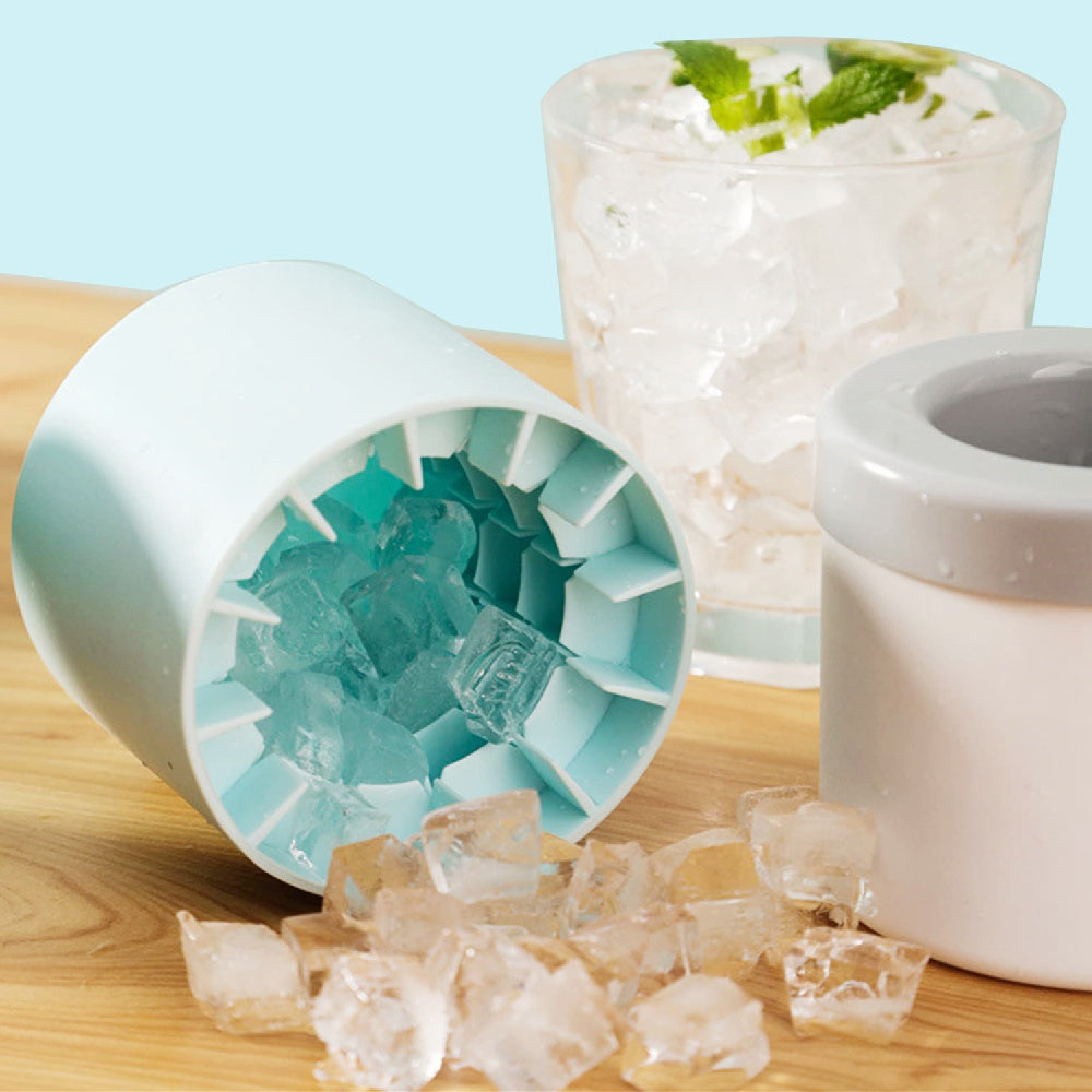 Portable 2 In 1 Ice Bucket Mold With Lid Space Saving Cube Maker Tools For Kitchen Party Barware - JM Shop Line