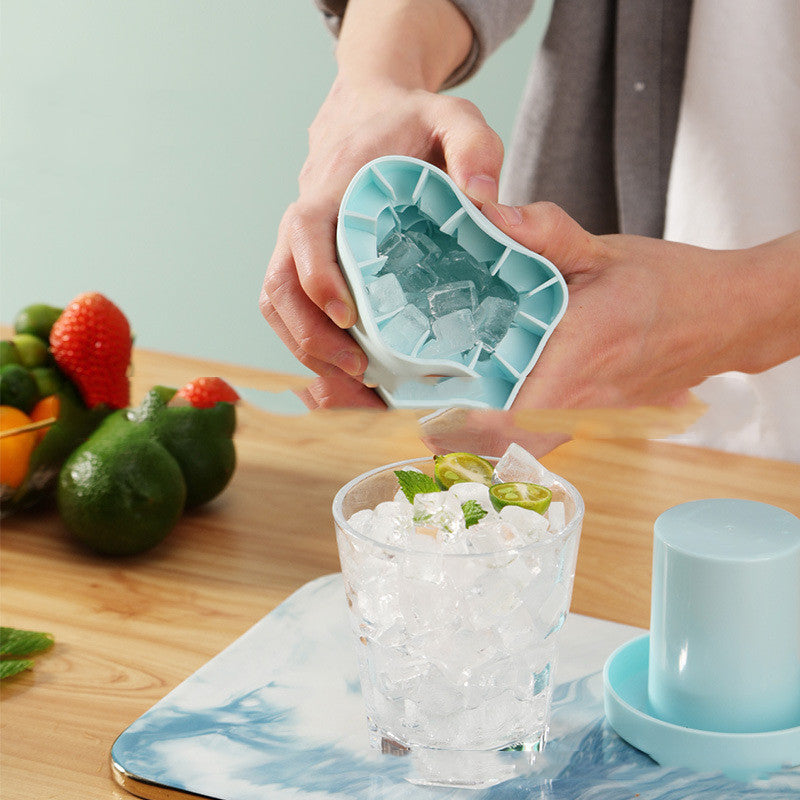 Portable 2 In 1 Ice Bucket Mold With Lid Space Saving Cube Maker Tools For Kitchen Party Barware - JM Shop Line