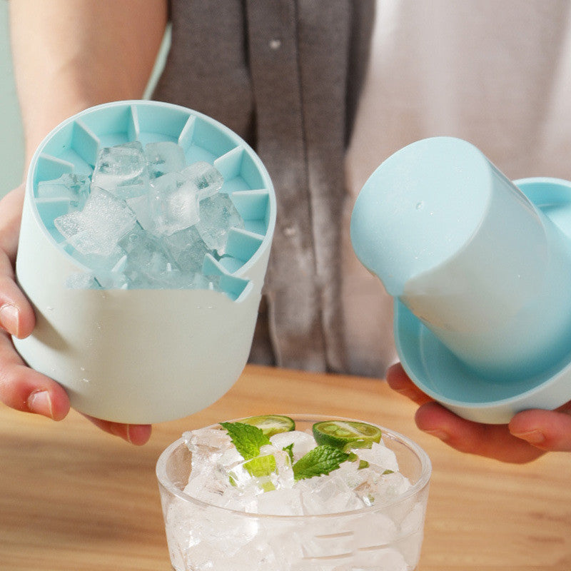 Portable 2 In 1 Ice Bucket Mold With Lid Space Saving Cube Maker Tools For Kitchen Party Barware - JM Shop Line