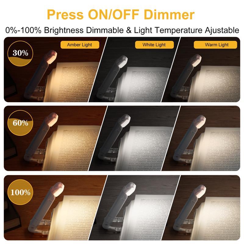 LED USB Rechargeable Book Reading Light Brightness Adjustable Eye Protection Clip Book Light Portable Bookmark Read Light - JM Shop Line