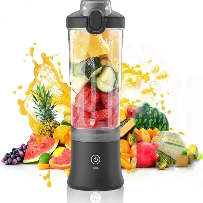 Portable Blender 600ML Electric Juicer Fruit Mixers 4000mAh USB Rechargeable Smoothie Mini Blender Personal Juicer Colorf - JM Shop Line