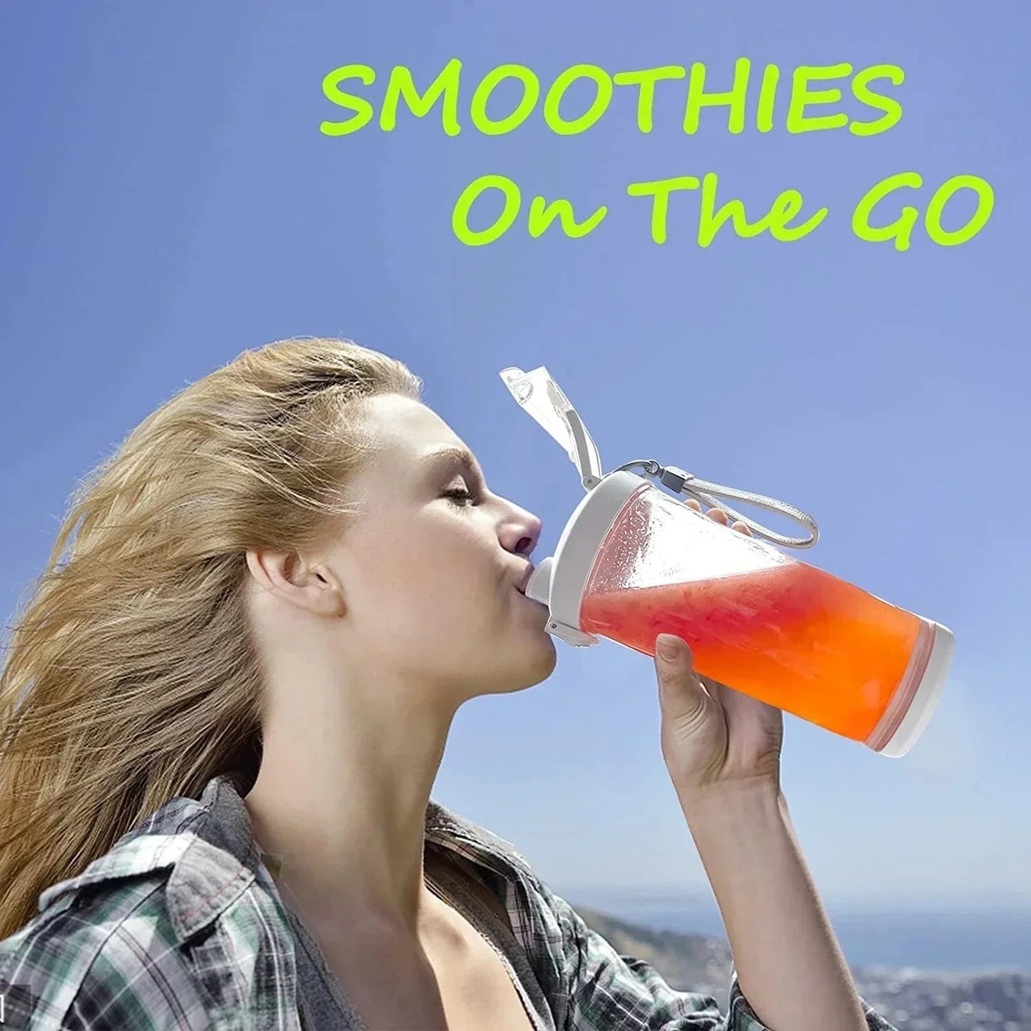 Portable Blender 600ML Electric Juicer Fruit Mixers 4000mAh USB Rechargeable Smoothie Mini Blender Personal Juicer Colorf - JM Shop Line