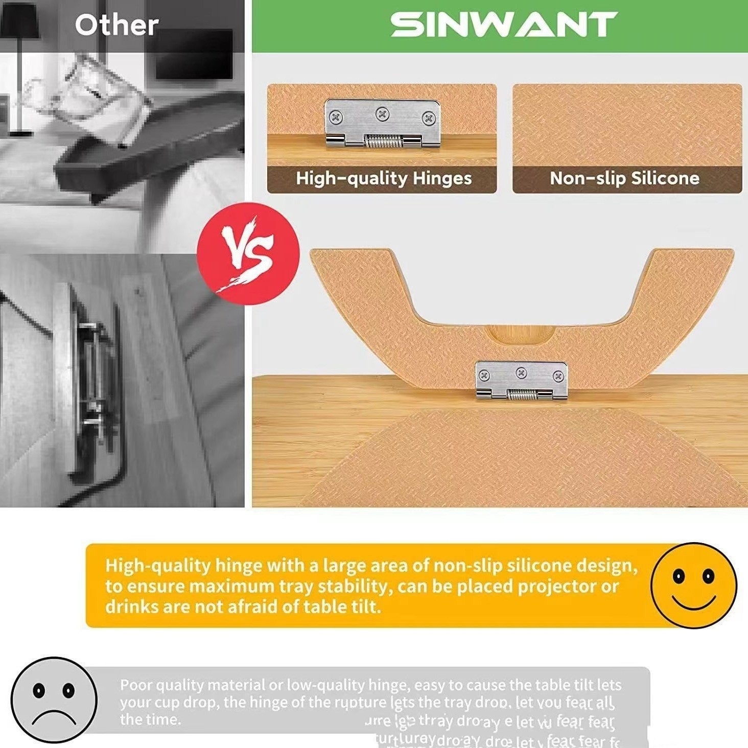 Wooden Lazy Sofa Tray Rotating With Mobile Phone Tablet - JM Shop Line