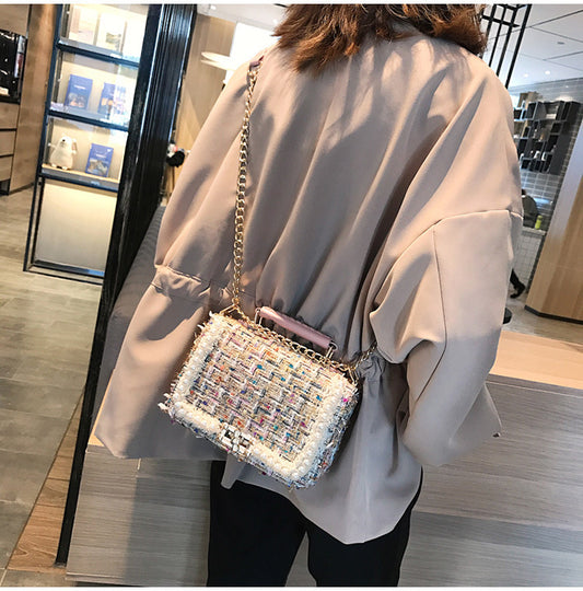 Fashion Woolen Personality Handbag Girl Plaid Messenger Bag - JM Shop Line