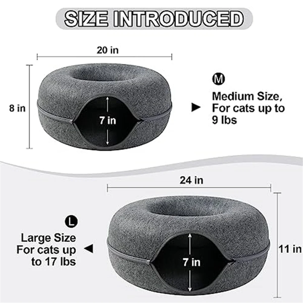 Peekaboo-Cat-Cave,Cat Tunnel Bed for Indoor Cats,Detachable Round