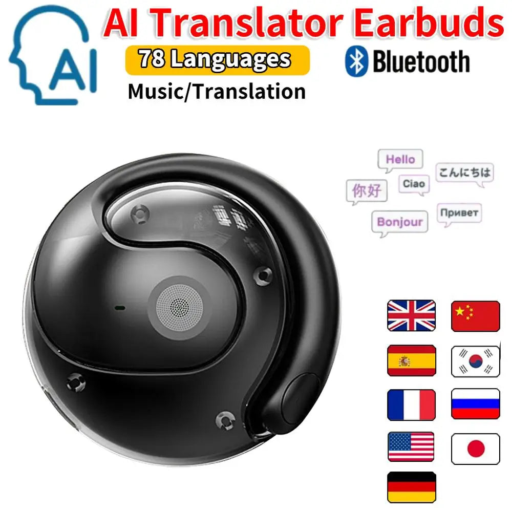 AI Translator Earbuds Real-Time Translators Headphones 144 Languages voice translator Wireless Bluetooth Earphones For Travel