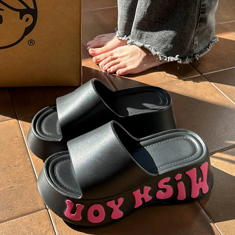 2025 Thick Bottom Cloud Slippers Women Summer Fashion Print Wedge Platform Slides Woman Sandals Non-Slip Soft Sole Beach Shoes - JM Shop Line