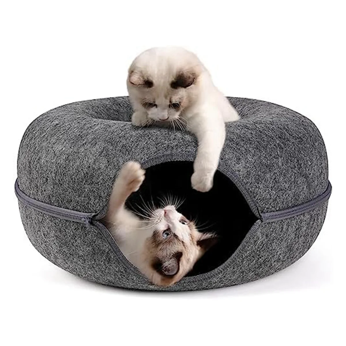 Peekaboo-Cat-Cave,Cat Tunnel Bed for Indoor Cats,Detachable Round