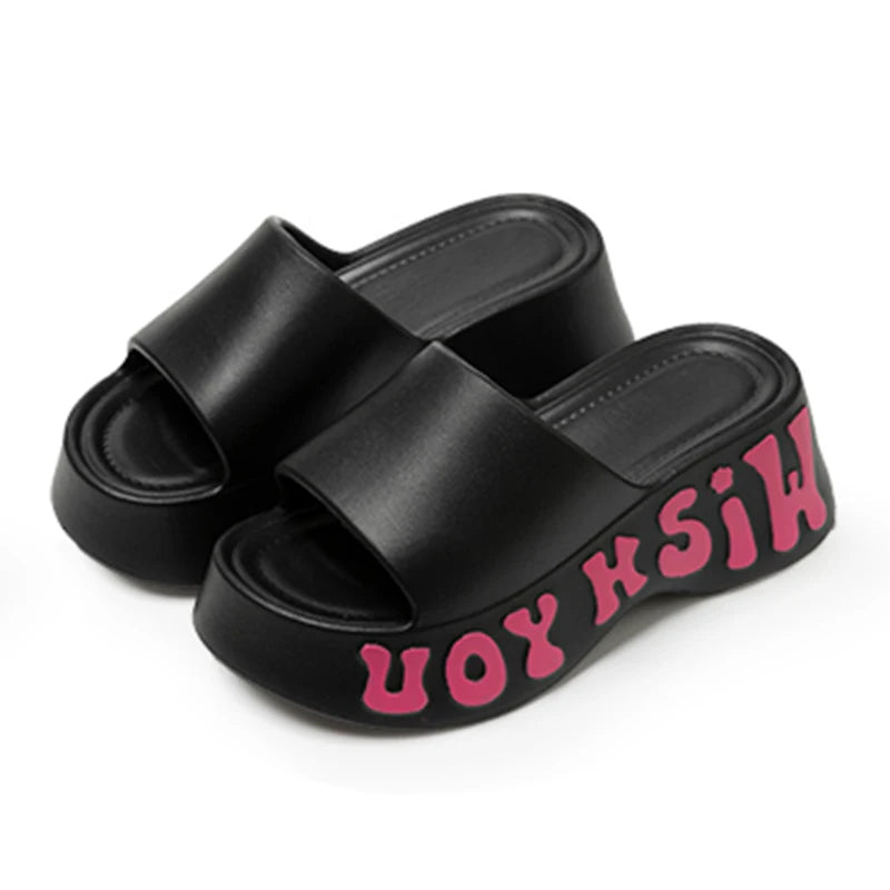 2025 Thick Bottom Cloud Slippers Women Summer Fashion Print Wedge Platform Slides Woman Sandals Non-Slip Soft Sole Beach Shoes - JM Shop Line
