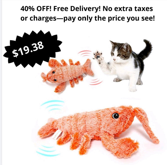 Pet Toys Electric Jumping Shrimp USB Charging Simulation Lobster Funny Cat Plush Pets Toy