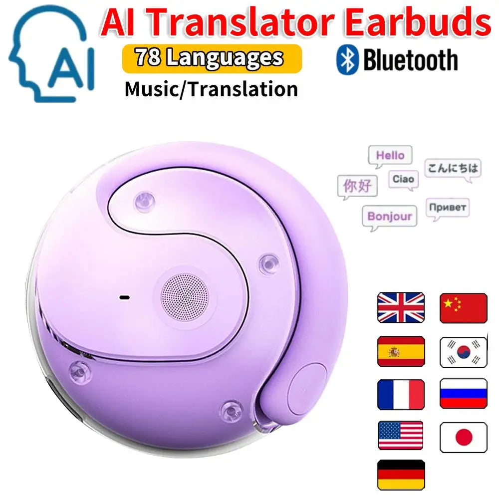 AI Translator Earbuds Real-Time Translators Headphones 144 Languages voice translator Wireless Bluetooth Earphones For Travel