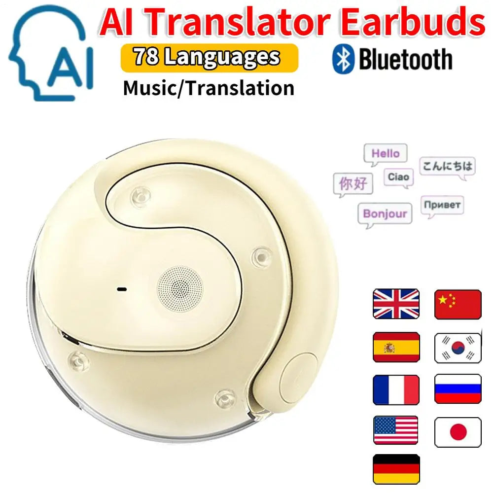 AI Translator Earbuds Real-Time Translators Headphones 144 Languages voice translator Wireless Bluetooth Earphones For Travel