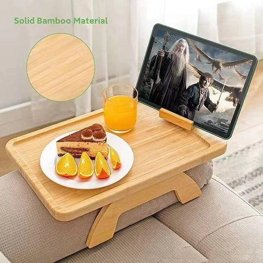 Wooden Lazy Sofa Tray Rotating With Mobile Phone Tablet