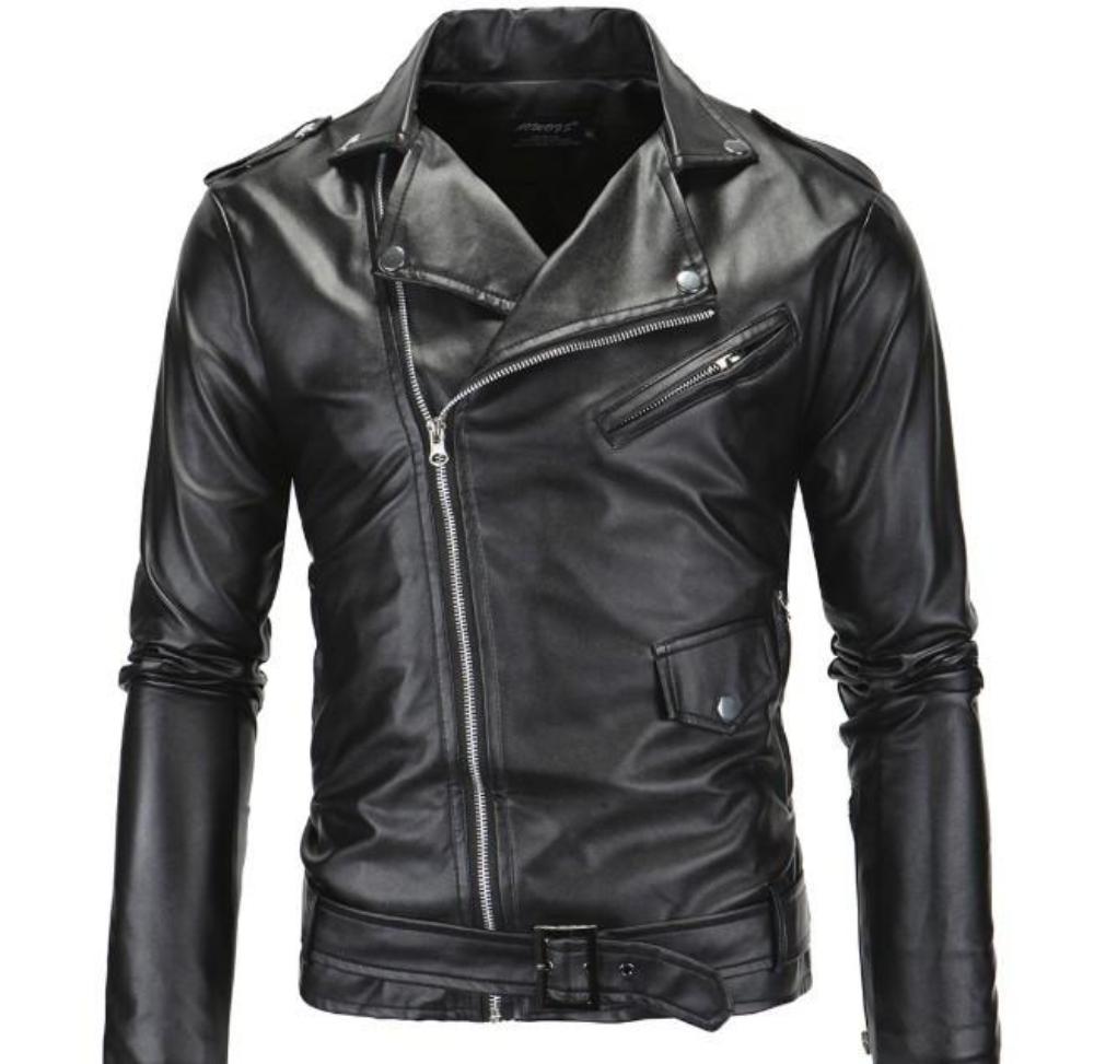 Ninja Stealth Black Mens  Faux Leather Biker Jacket