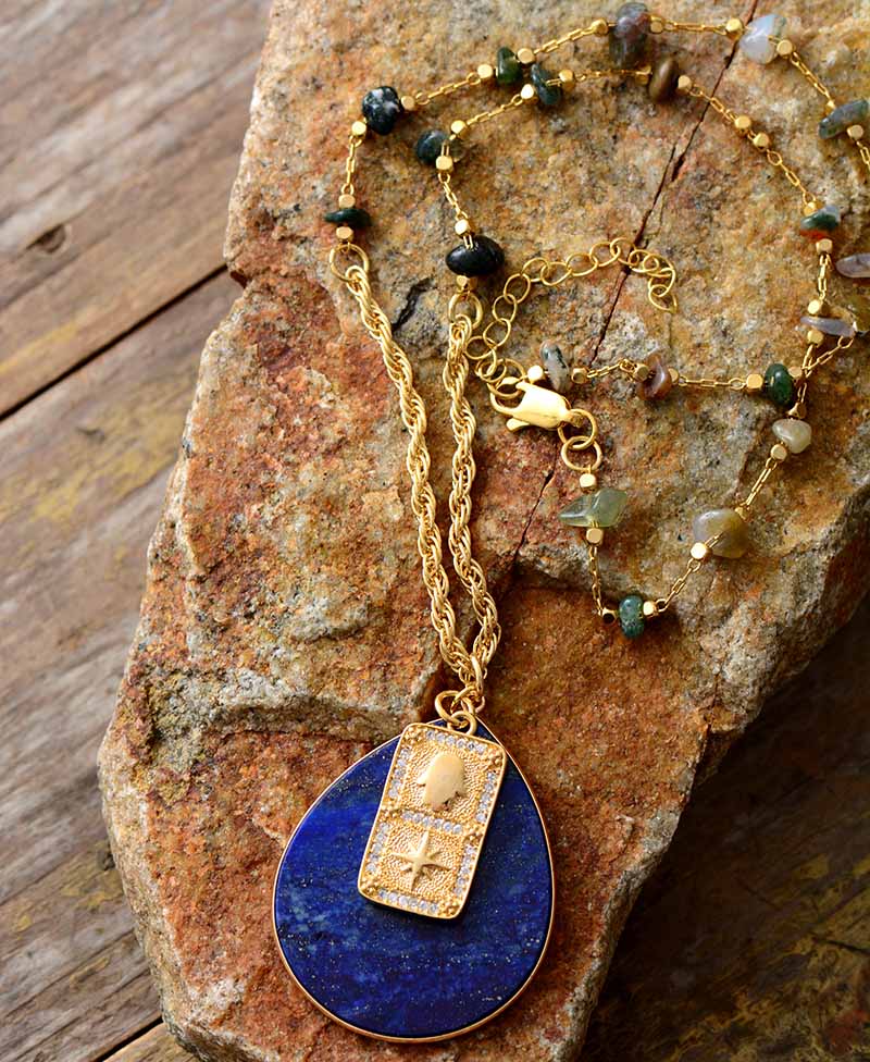 Lapis Lazuli Spiritual Teardrop -kaulakoru