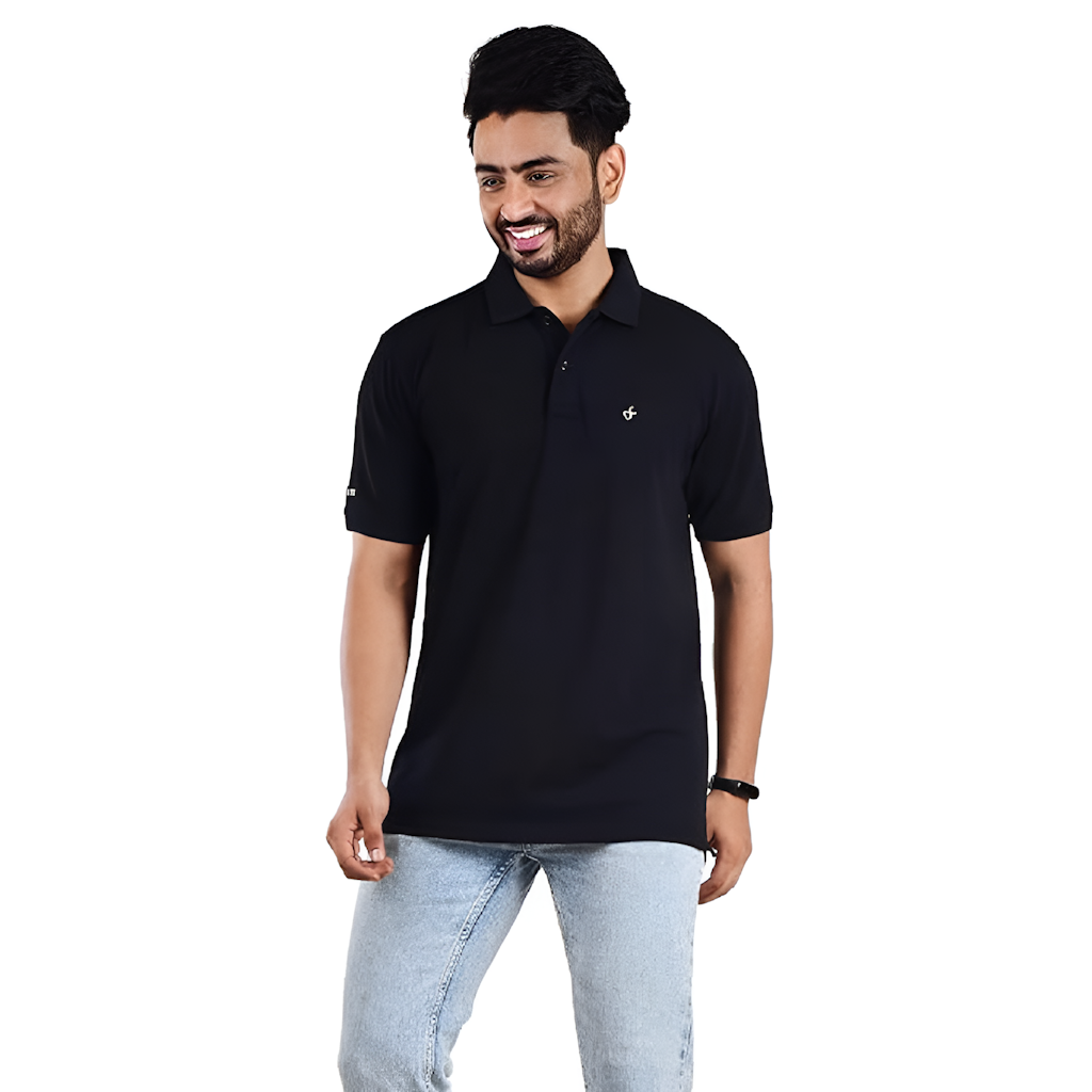 Stylish Casual Fit Polo Neck T-Shirts For Men Size M Color Black